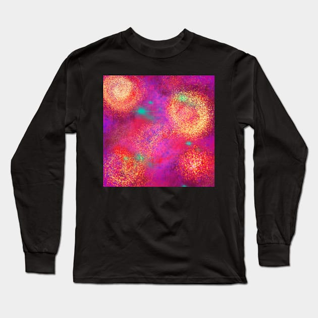 Pink Nebula Glitter Galaxy Long Sleeve T-Shirt by fionatgray